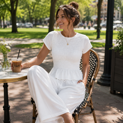 Women’s 2-Piece Smocked Top & Wide-Leg Pants Sets